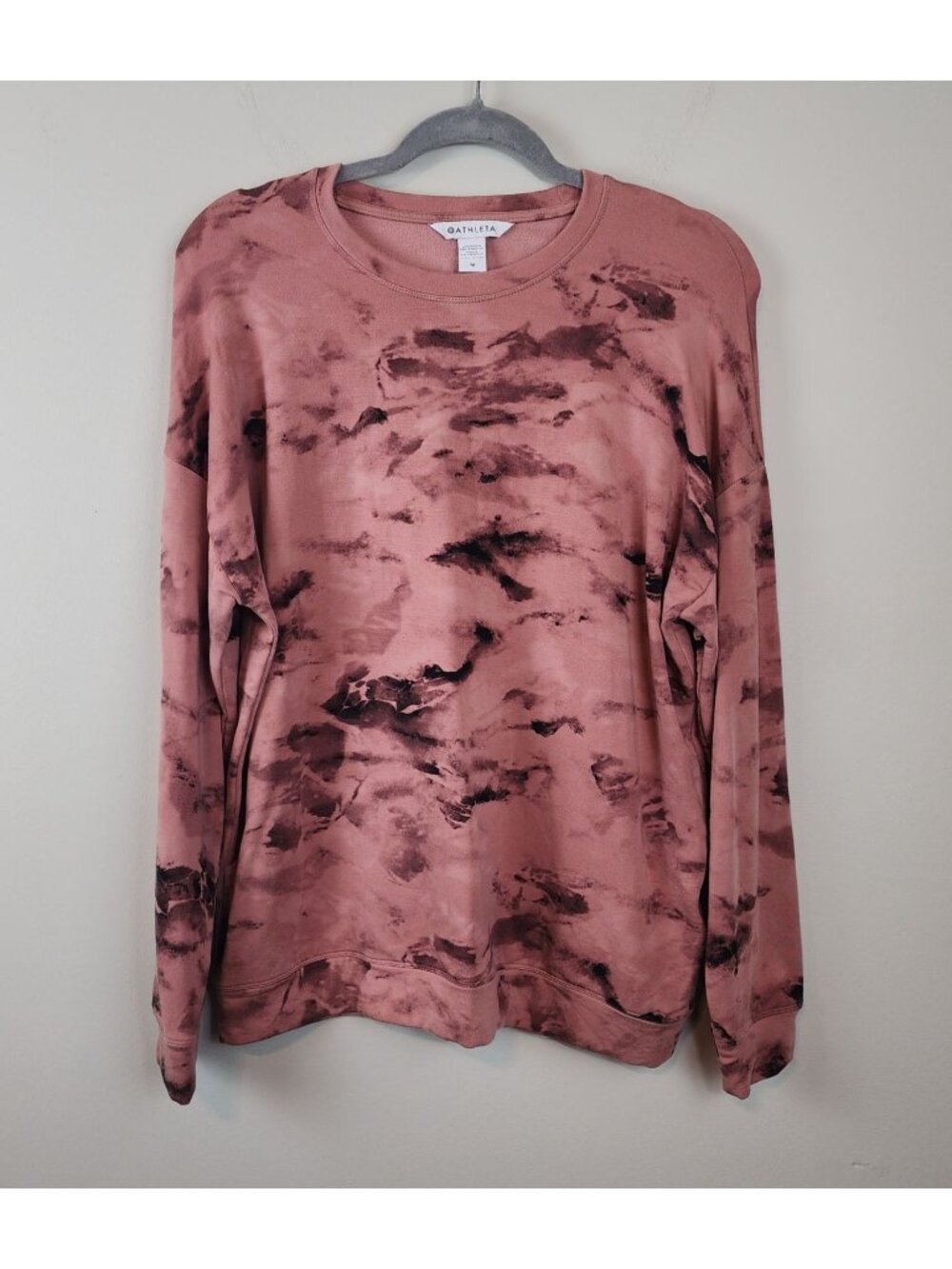 Athleta Balance Printed Pullover Sweatshirt sz M women Palermo Pink Tie Dye